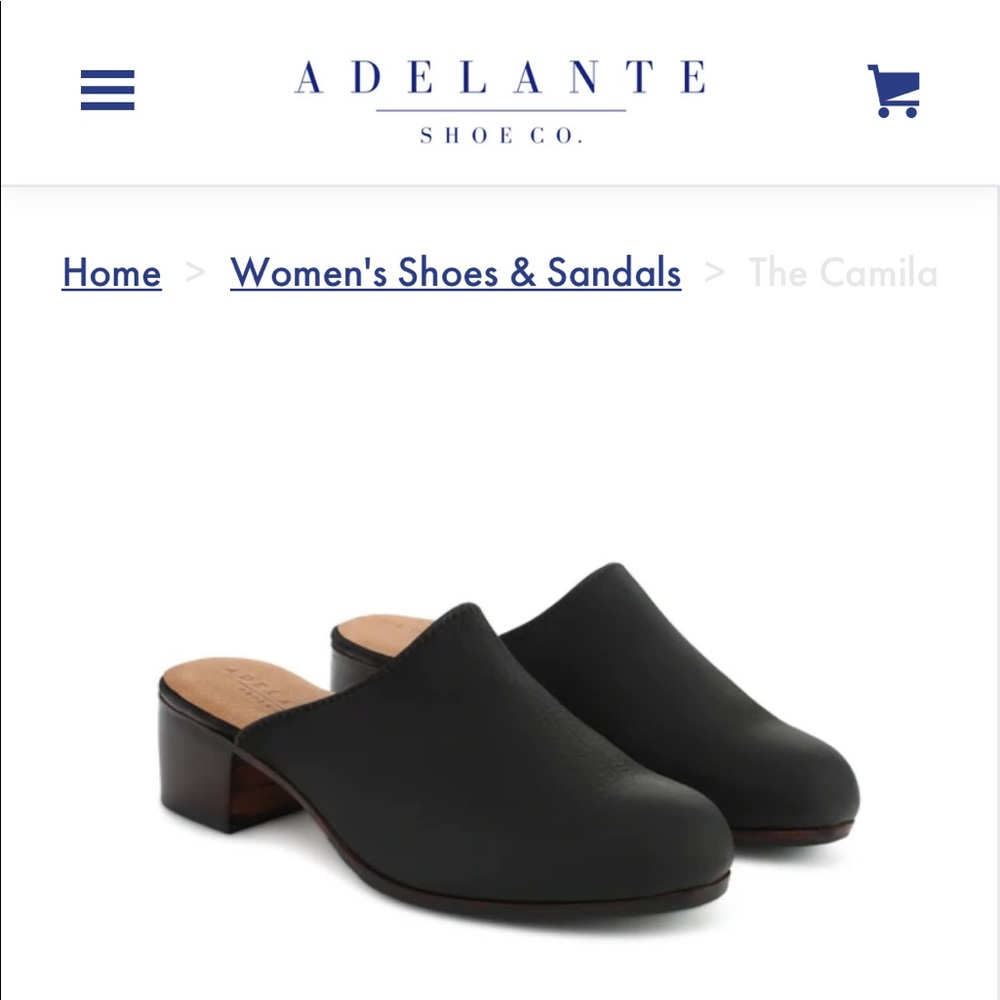 Adelante Camila Black Leather Mules
